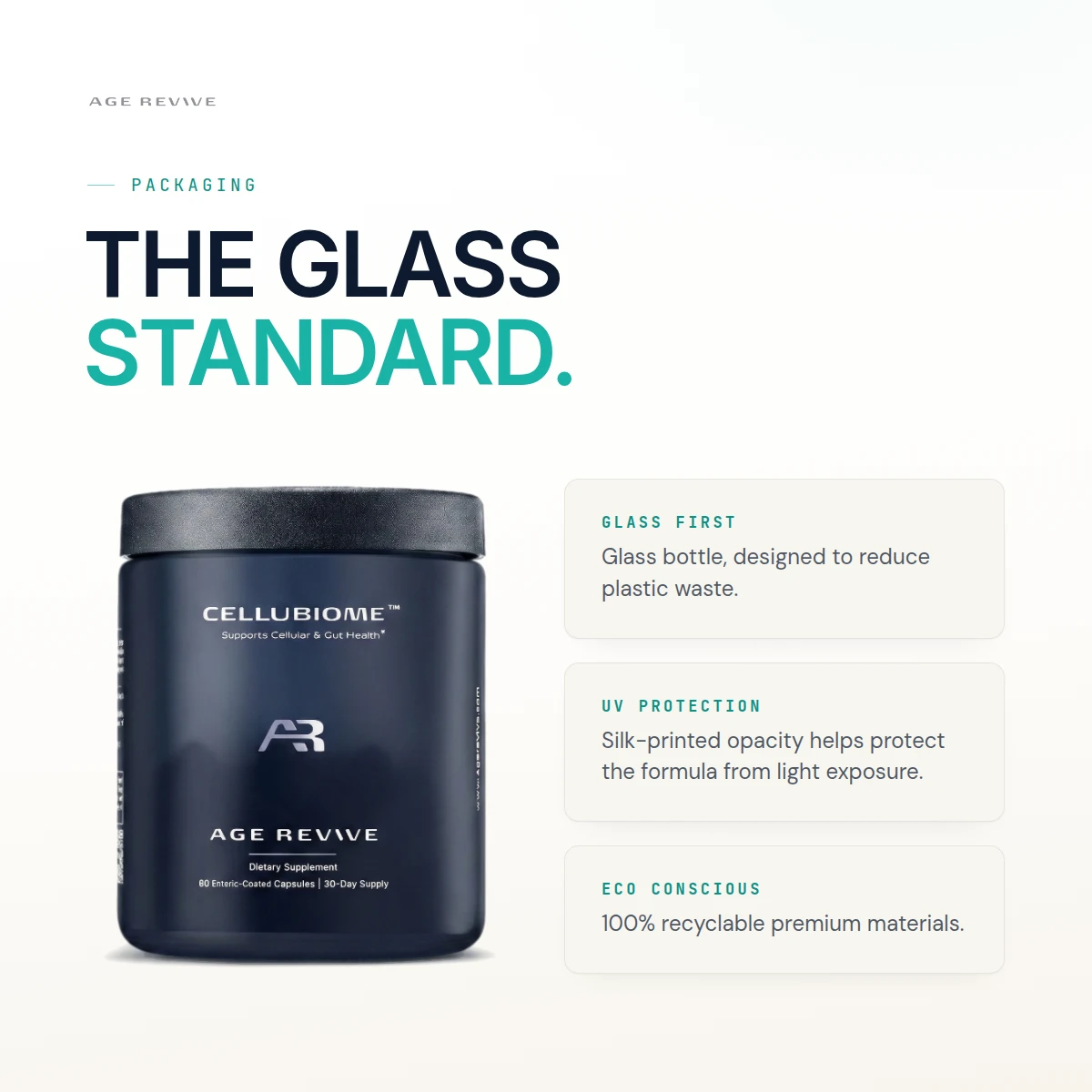 CELLUBIOME glass bottle and packaging